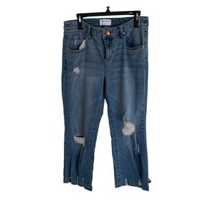 Lane Bryant distressed signature fit high rise classic straight jeans